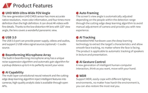 4K UHD <span class=keywords><strong>USB</strong></span> <span class=keywords><strong>3.0</strong></span> <span class=keywords><strong>Webcam</strong></span> với ai khả năng theo dõi con người cho hội nghị video PC <span class=keywords><strong>webcam</strong></span> với Built-in microphone máy tính xách tay máy ảnh - Product Image 6