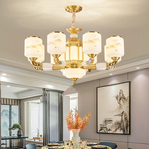 Chinese Style Jade Chandelier Multi Head Led <b>Light</b> For Living Room Home Decor Elegant Zen Copper Finish <b>Ceiling</b> Lamp - Product Image 1