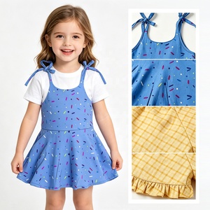 Completo da <span class=keywords><strong>bambina</strong></span> 2 pezzi con stampa: vestito con bretelle e gonna a balze e <span class=keywords><strong>pantaloncini</strong></span> tinta unita abbinati - Product Image 4