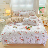 Chic Sweet Love Pattern Flach betttuch Set Schön gefühlter Bett bezug Vierteiliges Bettwäsche set