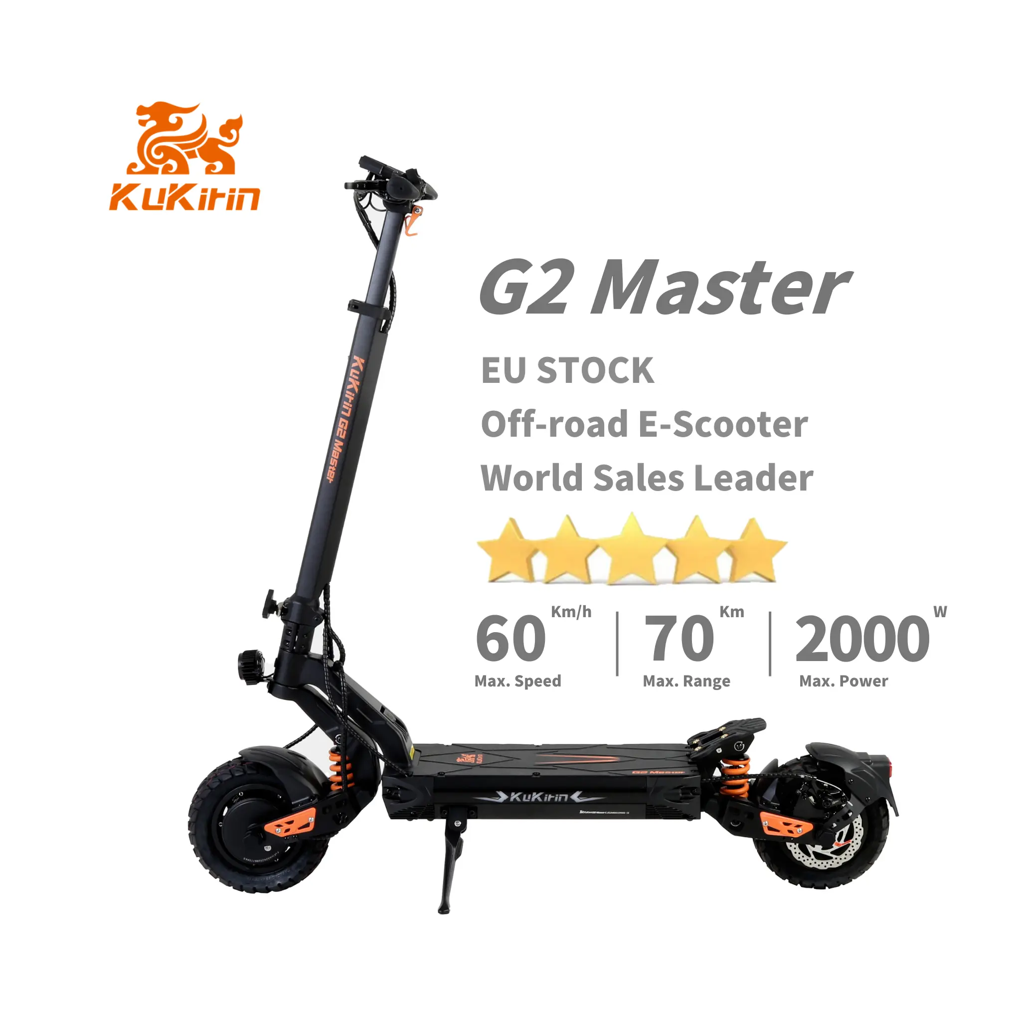 PL STOCK2024新着KuKirinG2マスター2輪パワフルモーター高性能大人用2000W電動スクーター