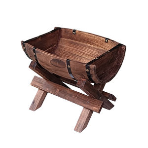 Pot de fleur en tonneau de chêne antiseptique écologique demi-baril extérieur en bois artisanat jardin paysage boîte à vin vin plantation de légumes - Product Image 1