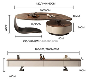 Tavolino da Caffè con Design a <span class=keywords><strong>Foglia</strong></span>, Base in Metallo Dorato e Piano in Legno Massello, <span class=keywords><strong>Tavolo</strong></span> da Tè in Stile Moderno con Cassetto - Product Image 6