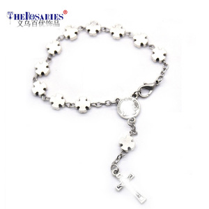 Bracelet de prière en alliage métallique avec croix argentée, bijou unisexe, cadeau - Product Image 1