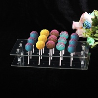 Support de présentation pour sucettes en acrylique transparent effet vaguelettes d'eau, 3 niveaux, avec quincaillerie dorée, pour cake pops, pâtisseries, desserts et décorations de fête