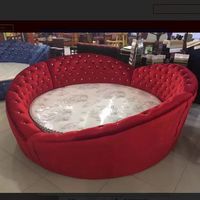Cadre de lit rond moderne et romantique, mobilier de chambre à coucher d'hôtel, 200 cm, 220 cm, revêtement en velours, lit rond avec moteurs électriques