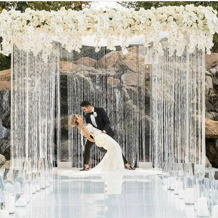 Tirai Rantai Manik-manik Kristal, Lampu Gantung untuk Dekorasi Pesta Pernikahan, Karangan Bunga Kristal untuk Panggung Pernikahan