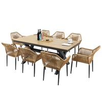 Meubles de jardin durables en aluminium, chaises empilables, ensemble de table à manger pour patio, résistant à l'eau, utilisation pour les commerces, balcon