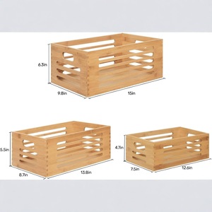 Caja de almacenamiento hueca de bambú, organizador de ropa rectangular sin tapa para el hogar, dormitorio, sala de estar, baño, cosméticos - Product Image 3