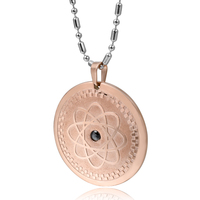 Pendentif énergétique quantique en acier inoxydable plaqué or, avec 7 pierres énergétiques, design géométrique - Cadeau tendance pour la santé
