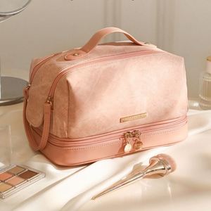 Wholesale Multi-layer Portable Toiletry <b>Bag</b> Waterproof <b>Travel</b> <b>Cosmetics</b> Pouch Zipper PU Leather Makeup Organizer <b>Bag</b> - Product Image 1