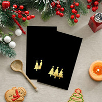 Servilletas Desechables Decorativas de Papel Negro con Lámina Dorada de Árboles de Navidad para Almuerzo y Cena