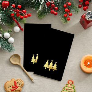 Serviettes de table jetables décoratives <span class=keywords><strong>en</strong></span> <span class=keywords><strong>papier</strong></span> noir avec feuille d'or pour le dîner et le déjeuner, motif arbres de Noël - Product Image 4