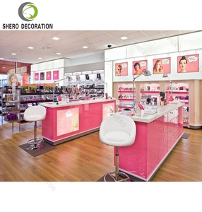 ที่วางโชว์ของร้านค้าเพื่อความงามแบบทันสมัยสีชมพูผลิตภัณฑ์ดูแลผิวเครื่องสำอางที่มีน้ำมันหอมระเหยลิปกลอสยาทาเล็บ - Product Image 4