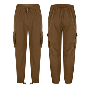Pantalon cargo léger pour homme avec coutures robustes, design utilitaire, taille haute, en toile - Product Image 4