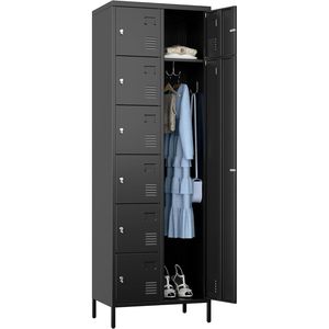 Aobabo H metallo armadietto 7 piccole porte 1 grande gruppo porta necessaria per la scuola di casa ufficio 8 porte nero FCJ ganci per dipendenti - Product Image 1