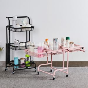 काले तार फ्रेम रोलिंग कार्ट टिकाऊ और सुविधाजनक डिजाइन तीन टियर स्टोरेज रैक रसोई आवश्यक बहुक्रियाशील ट्रॉली - Product Image 3