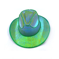 Chapeau de cowboy occidental décontracté pour adultes, couleur nacrée changeante, 100% polyester, unisexe, LED sans fil, lumineux, pour fête d'Halloween en extérieur