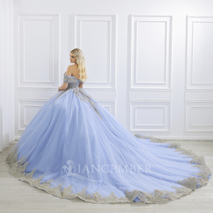 Vestido de fiesta de cumpleaños vestido de quince azul cielo sin tirantes Vestidos De 15 Anos apliques De encaje dulce 15 vestidos Lsmc70 - Product Image 3