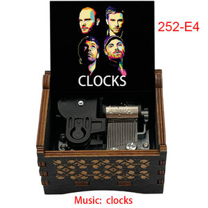 Carillon in Legno con Orologio, Tema <span class=keywords><strong>Coldplay</strong></span>, Scatola Musicale a Carica Manuale, Regalo per Natale, Compleanno, San Valentino, Anniversario - Product Image 4