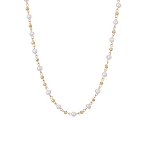 Nouveauté 2024 Collier en acier inoxydable personnalisé avec perles fraîches pour femmes, style chaînes tendance avec placage or, vente en gros - Product Image 3
