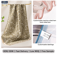 Écharpe en satin 100% Soie de Mûrier Vert Olive à Motif Floral Paisley, Faible MOQ, OEM ODM, Échantillon en 7 jours, Ourlet Personnalisé, Foulard pour Femme