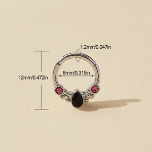 Anneau de nez en acier inoxydable 316L plaqué or avec zircon, anneau segmenté à charnière, clickers unisexes, bijoux de <span class=keywords><strong>piercing</strong></span> corporel pour mariage - Product Image 4