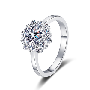 Bague de fiançailles <span class=keywords><strong>en</strong></span> argent sterling 925 AZ1137-J avec moissanite de 1 carat, bijoux fins, promesse de tournesol, <span class=keywords><strong>solitaire</strong></span> pour femmes - Product Image 1