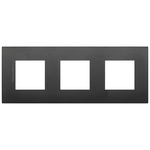 Plaque murale noire à 3 modules avec revêtement antibactérien pour prises électriques - Product Image 1