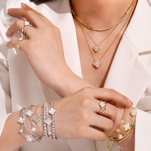 18K Gold Plated Trendy <b>Stacking</b> <b>Ring</b> 925 Sterling <b>Silver</b> Accessories Femme Open Four Leaf Clover Jewelry <b>Rings</b> Set for Women - Product Image 4