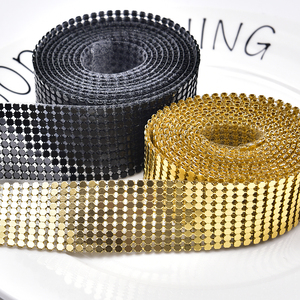 3Mm Aluminum Mesh Fabric Trim Sparkly Metal <strong>Sequin</strong> Hotfix Ribbon Tape Black Silver Gold Rhinestones Bridal Applique Diy Bags <strong>Bra</strong> - Product Image 3