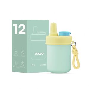 Gobelet isotherme portable en acier inoxydable de 12 oz pour enfants, isolation thermique sous vide 12-24h, avec paille, filtre, poignée et couvercle - Idéal pour le sport et les aliments - Product Image 1