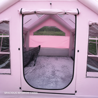 Tente familiale gonflable rose, double couche, deux chambres, imperméable, abri de camping pneumatique, quatre saisons, extérieur