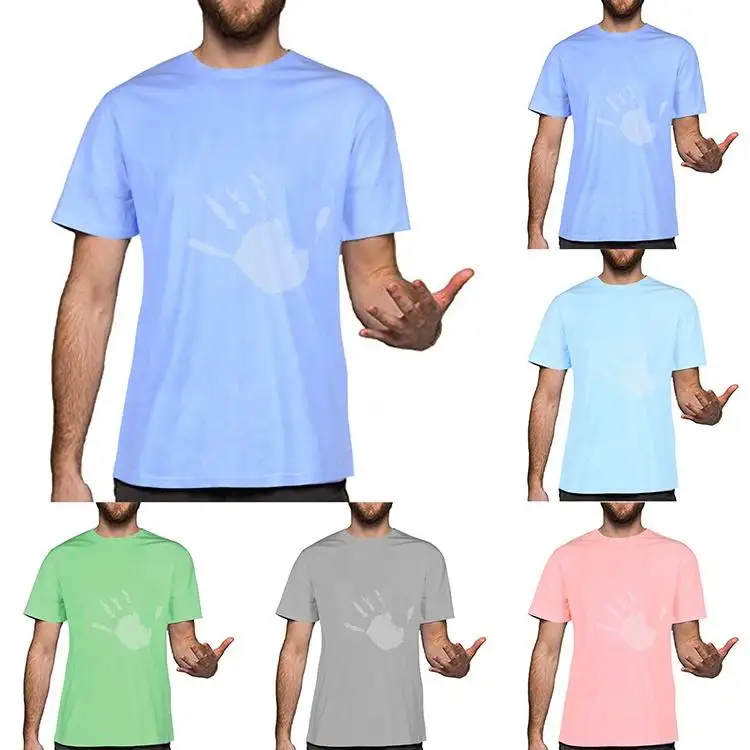 カスタム夏の感温グラデーションTシャツ綿100% UV活性化色変更Tシャツ男性用