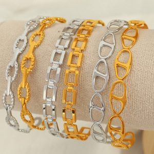 Women's Gold Tone Geometric Chain <b>Bracelets</b> <b>Set</b> Hollow Fashion Layering Party Jewelry Zinc Alloy SZ80 8 - Product Image 2