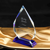 Plaque de récompense, trophée en forme de bouclier, en verre en forme de flamme, base en cristal K9, personnalisable, nouvelle collection, médailles transparentes, coffret cadeau, plaques.