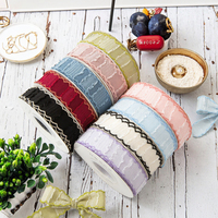 Ruban en coton crocheté éco-responsable couleur macaron, durable, avec nœud élastique gaufré, magnifiques accessoires pour cheveux, Pâques Csfy