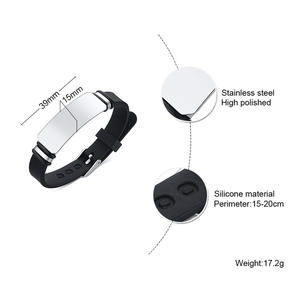 Pulsera de silicona y acero personalizable para hombre pulsera de identificación de perro grabable con detalles de cuero pulsera deportiva de goma - Product Image 5