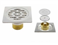 Drain de sol moderne en acier inoxydable carré, auto-amorçant et anti-odeurs