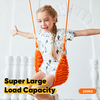 Fauteuil suspendu en maille plastique Ropecube Crochet Leaf - Hauteur réglable - Pour enfants - Utilisation intérieure/extérieure et en jardin