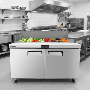 Vendita in fabbrica <span class=keywords><strong>due</strong></span> <span class=keywords><strong>porte</strong></span> per <span class=keywords><strong>frigorifero</strong></span> commerciale tavolo da lavoro frigo con insalata Bar - Product Image 3