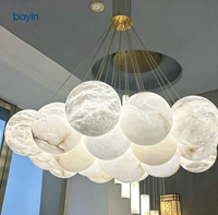 Lustre en albâtre espagnol, design pour villa, lampe d'ingénierie, globe en albâtre pour escalier et salon, suspension de salon
