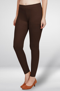 Leggings marron élégants pour femmes, longueur cheville, tissu doux, coupe ajustée, bas de tenue pour tous les jours - Product Image 5