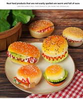 Balle anti-stress souple en PU, modèle de simulation de sandwich, hamburger et hot-dog, pour présentation en cuisine, accessoires alimentaires et décoration de café