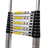 Échelle télescopique pliable en aluminium de 16,5 pieds à 13 marches, design moderne, mécanisme de verrouillage, conforme à la norme EN 131, pour utilisation en extérieur et en supermarché