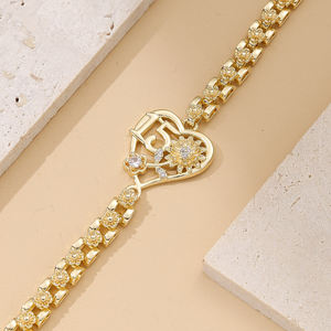 <span class=keywords><strong>Bracelet</strong></span> Tournesol en Or 14 carats Plaqué Or pour Femmes et Filles, <span class=keywords><strong>Bracelet</strong></span> Délicat pour 15 <span class=keywords><strong>Ans</strong></span>, <span class=keywords><strong>Bracelet</strong></span> Chaîne de Montre Fleur Quinceanera, Cadeau - Product Image 3