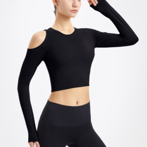 Dài Tay Áo Lao Động Tập Thể Dục T-Shirt Strapless Thể Thao Yoga Mặc Làm Bằng Polyester Cho Tập Thể Dục Xe Đạp Và Bóng Yoga - Product Image 1