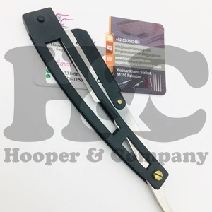 Custom Design Barber <b>Razors</b> New Handle Black Powder Coating Stainless Steel Barber <b>Razor</b> Mink Wholesale Logo Offer packing - Product Image 3