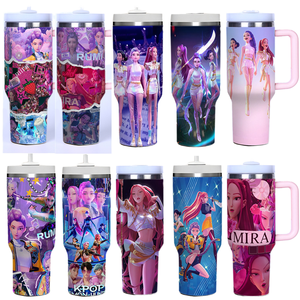 Vaso Térmico de Acero Inoxidable de 40oz con Diseño de Personajes de K-Pop (Rumi, Mira, Zoey), Gran Capacidad, para Viajes, con Asa - Product Image 1