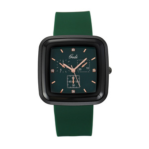 Reloj cuadrado elegante y con estilo para estudiantes, correa de silicona simple e informal, reloj de cuarzo con esfera grande. - Product Image 2